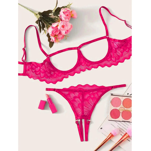 Erotic Crotchless Bra and G-String Set: Hot Lingerie & Crotchless Underwear