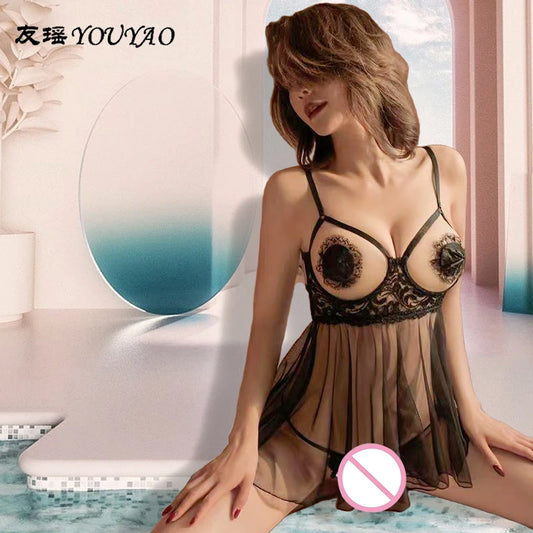 Erotic Night Dress: Hot & Crotchless Lingerie with Sexy Underwear
