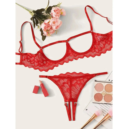 Erotic Crotchless Bra and G-String Set: Hot Lingerie & Crotchless Underwear