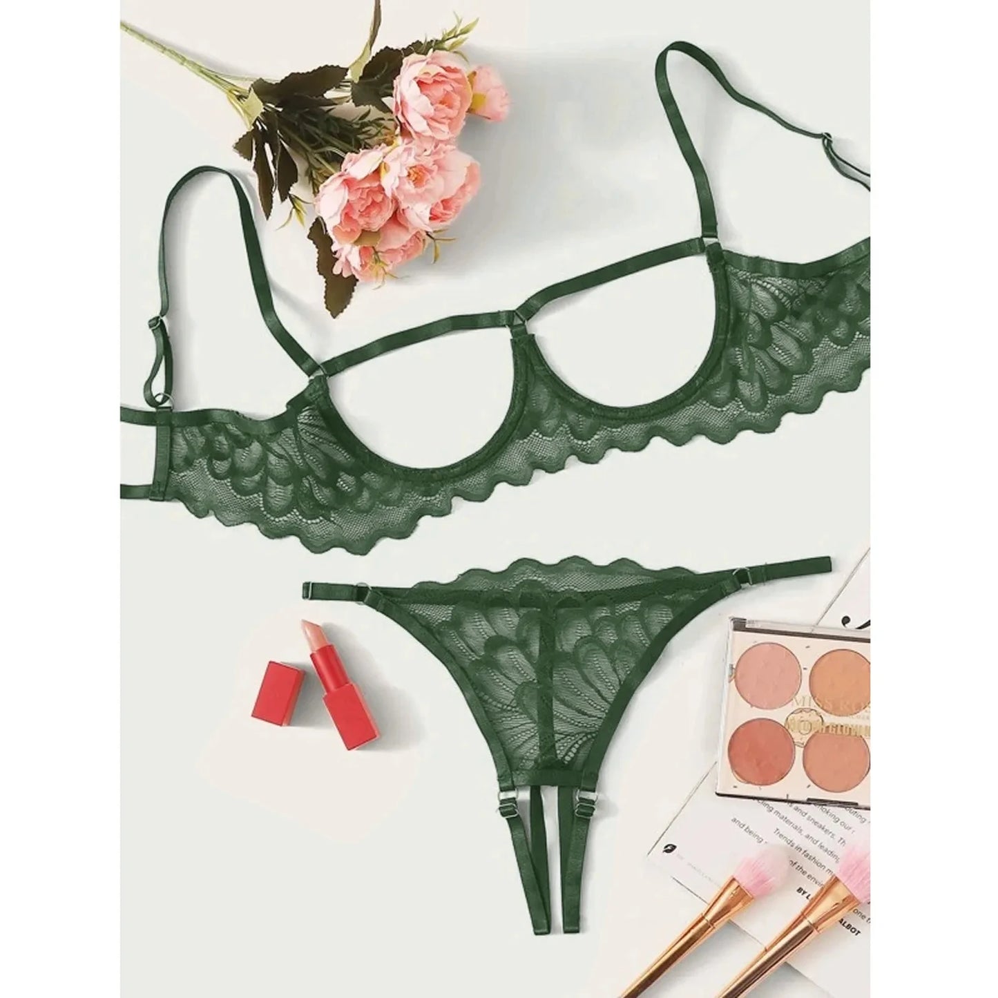 Erotic Crotchless Bra and G-String Set: Hot Lingerie & Crotchless Underwear