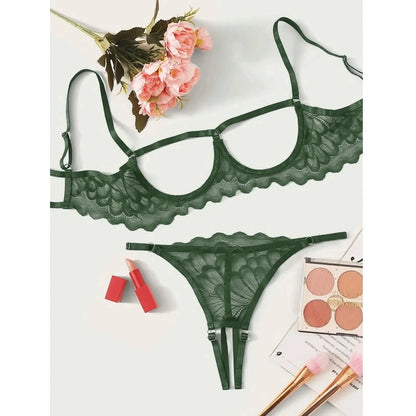 Erotic Crotchless Bra and G-String Set: Hot Lingerie & Crotchless Underwear